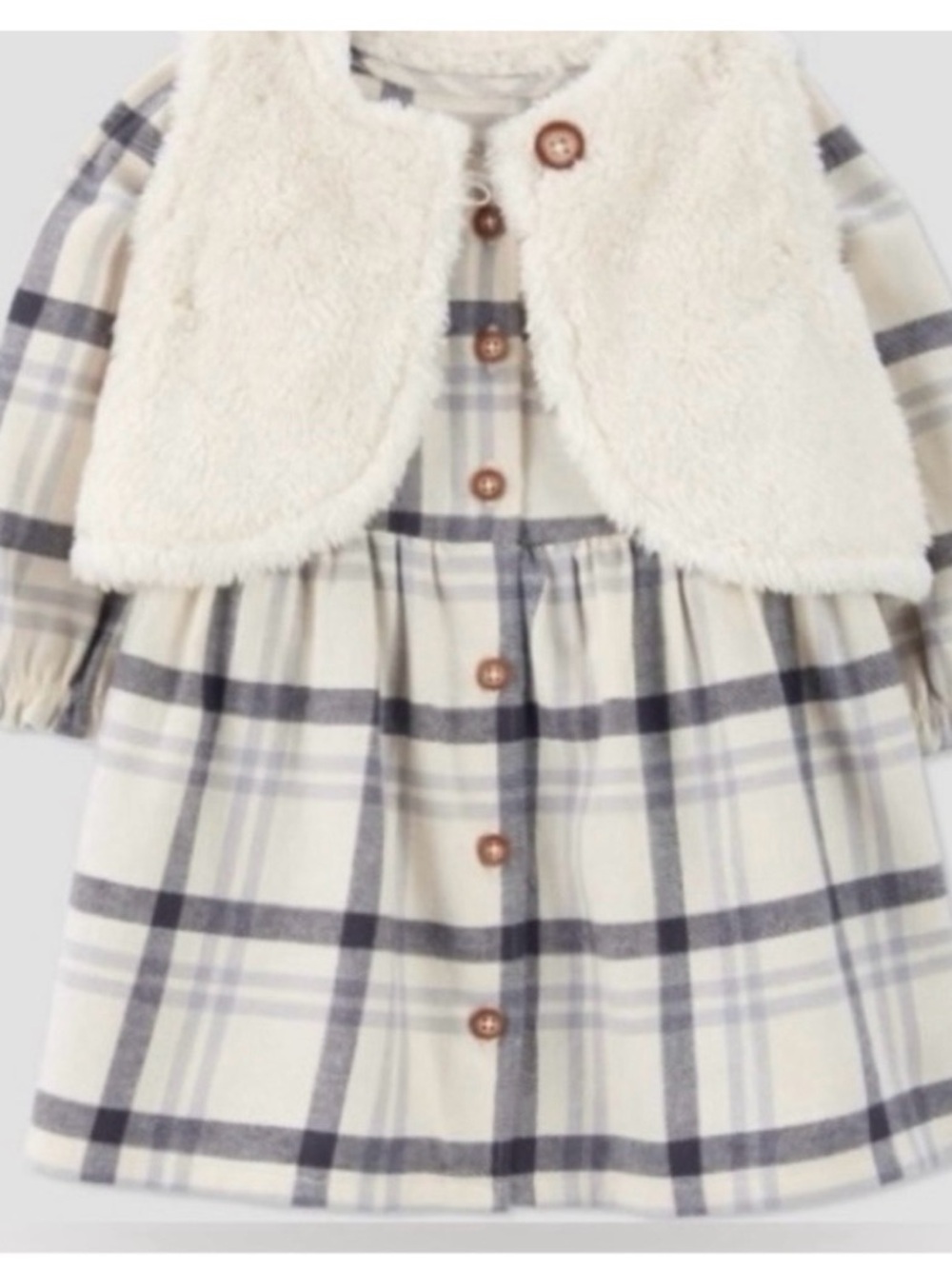 Carter's Just One You® Baby Girls' Plaid Vest Dress - Cream/Gray 
Size 9 Months